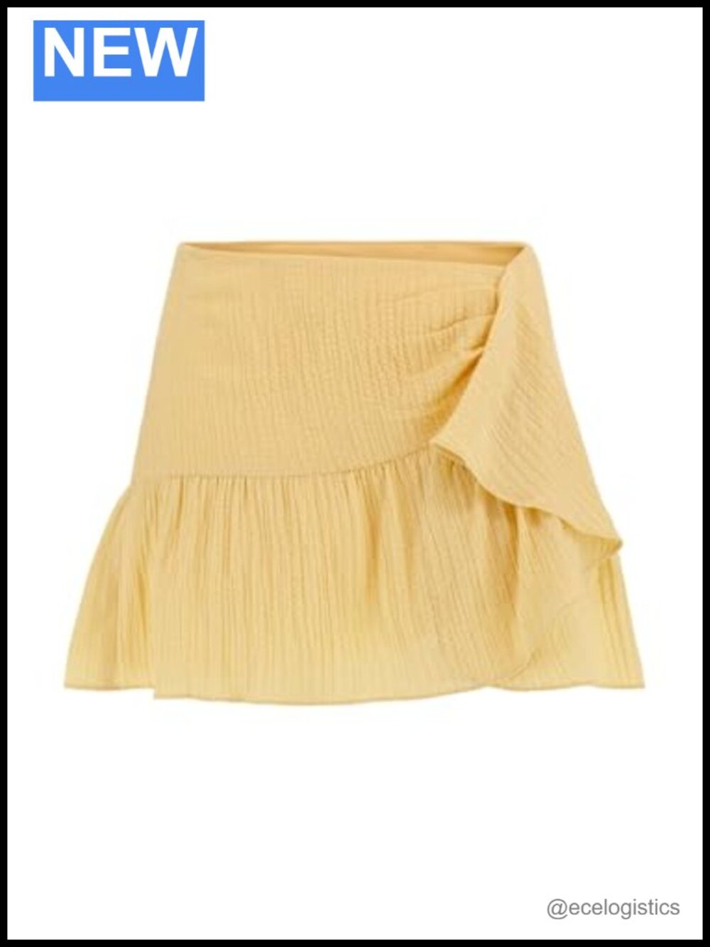 Gauze Mini Skirt Asymmetrical Waistband Ruffle Workwear